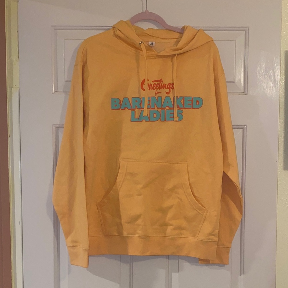 NWOT Independent Trading Company Orange Hoodie w/ Blue Graphic, Size M